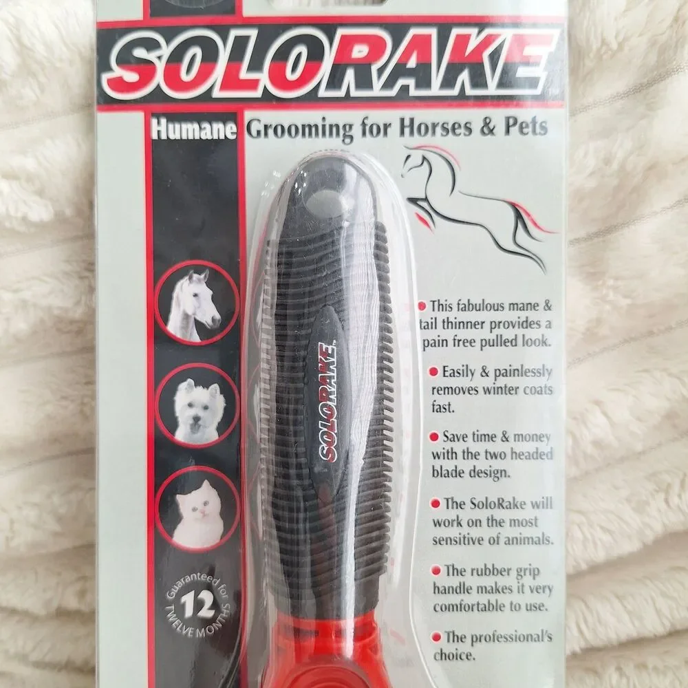 SOLORAKE Humane Groomer for Horses and Pets Grooming Rake Dog Cat Undercoat- New